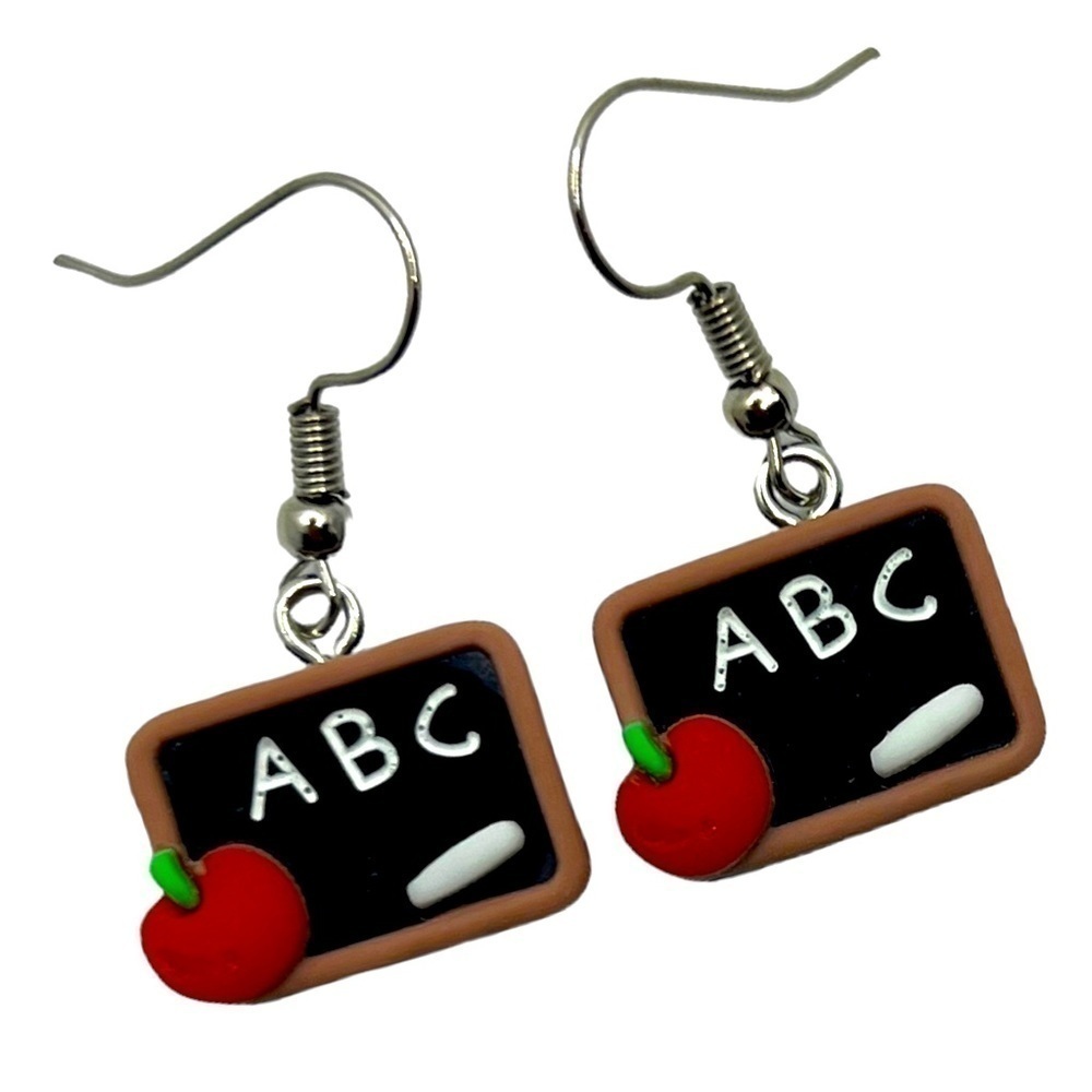 Teacher ABC Blackboard Polymer Clay Earrings, Teacher Appreciation Gift